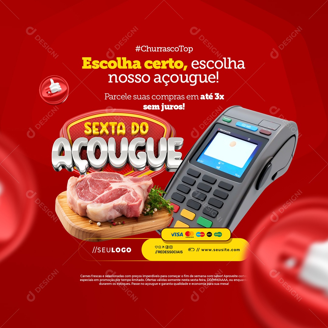 Sexta do Açougue Escolha Certo Social Media PSD Editável
