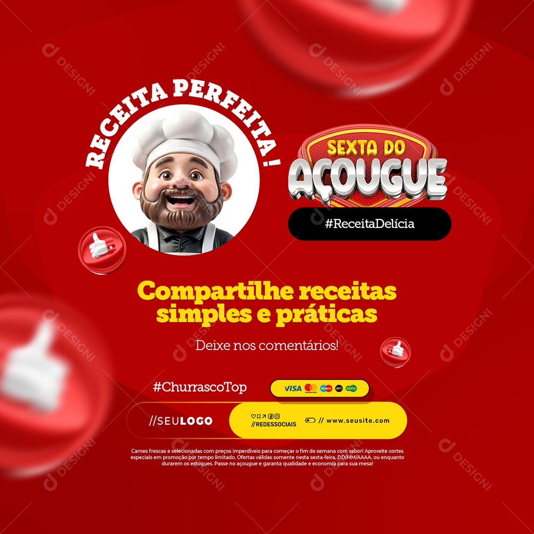 Sexta do Açougue Receita Perfeita Social Media PSD Editável