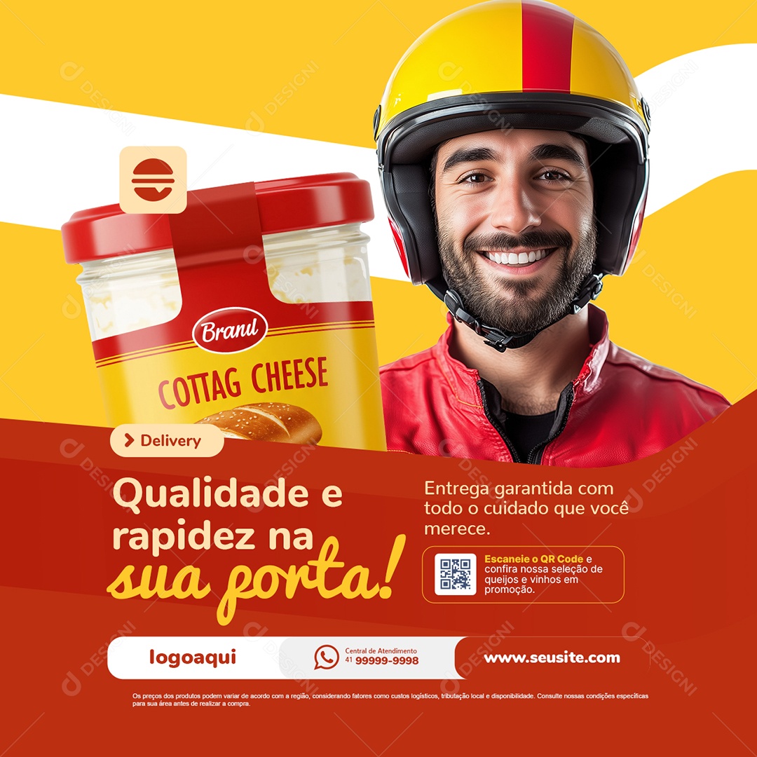 Laticínios Derivados Delivery Qualidade e Rapidez na Sua Porta Social Media PSD Editável
