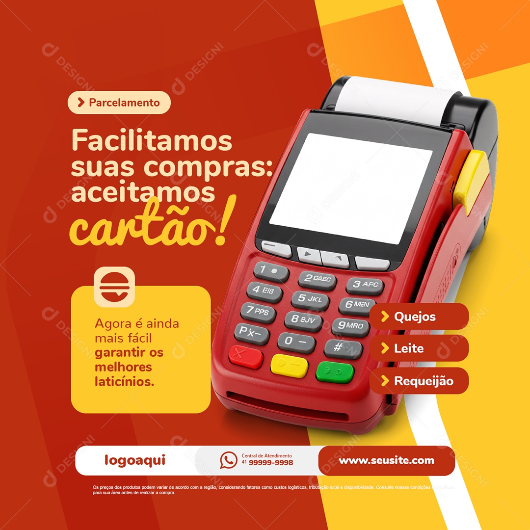 Laticínios Derivados Facilitamos suas Compras Social Media PSD Editável