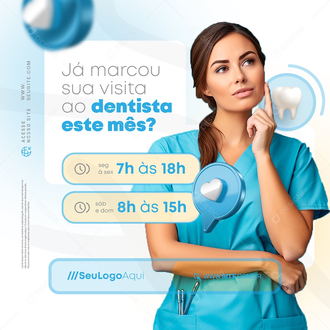 Odonto Já Marcou sua Visita ao Dentista Este Mês Social Media PSD Editável