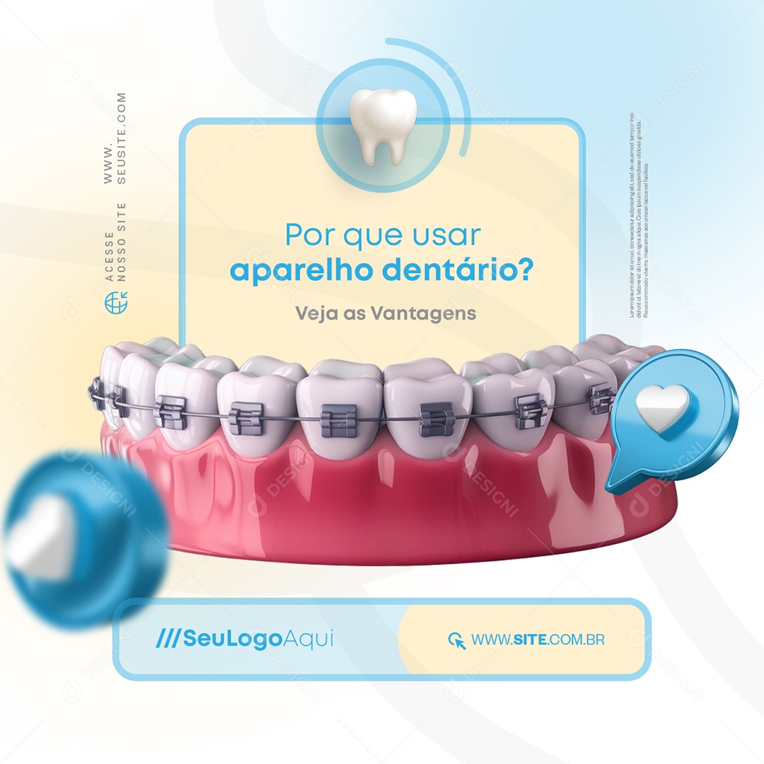 Odonto Por Que Usar Aparelho Dentário Social Media PSD Editável