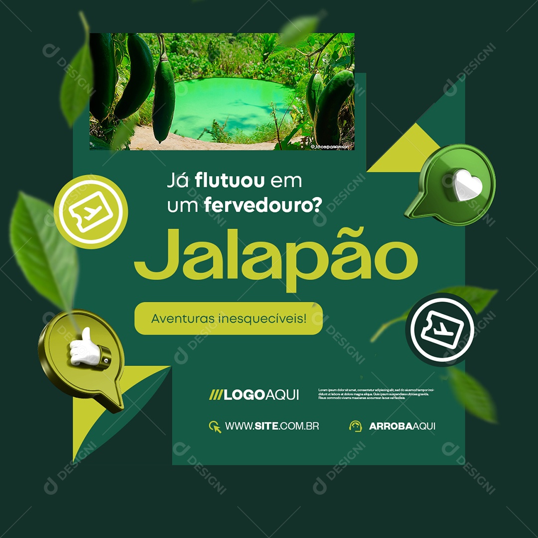 Agência de Viagens Jalapão Já Flutuou em Um Fervedouro Social Media PSD Editável
