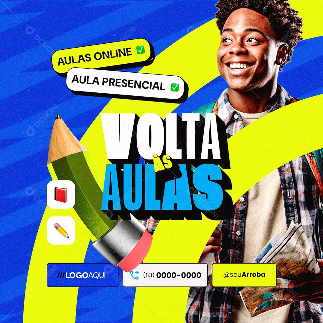 Social Media Aulas Online Aula Presencial Volta às Aulas PSD Editável