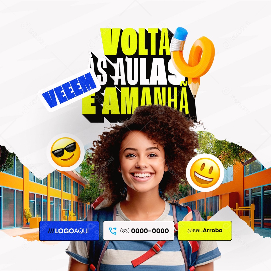 Volta às Aulas Vem é Amanhã Social Media PSD Editável