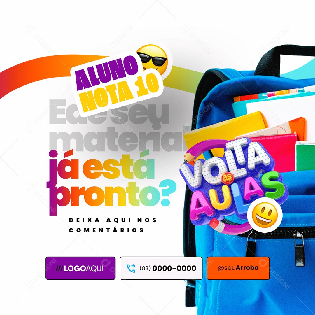 Volta às Aulas Já Está Pronto Social Media PSD Editável