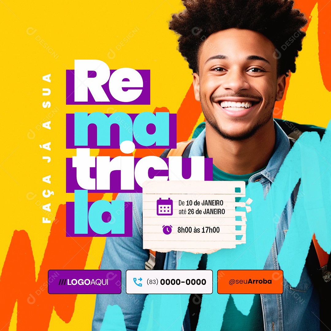 Volta às Aulas Faça Já a Sua Rematricula Social Media PSD Editável