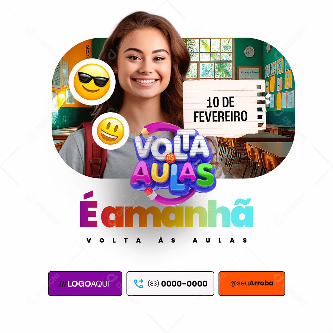 Volta às Aulas É Amanhã Social Media PSD Editável