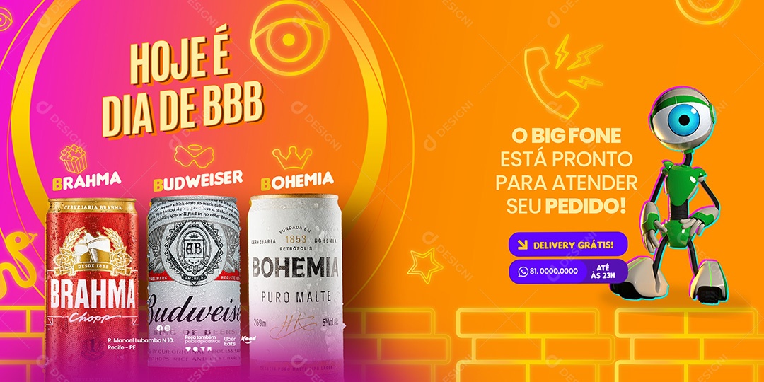 Carrossel big brother Hoje e Dia de BBB Distribuidora Social Média PSD Editável