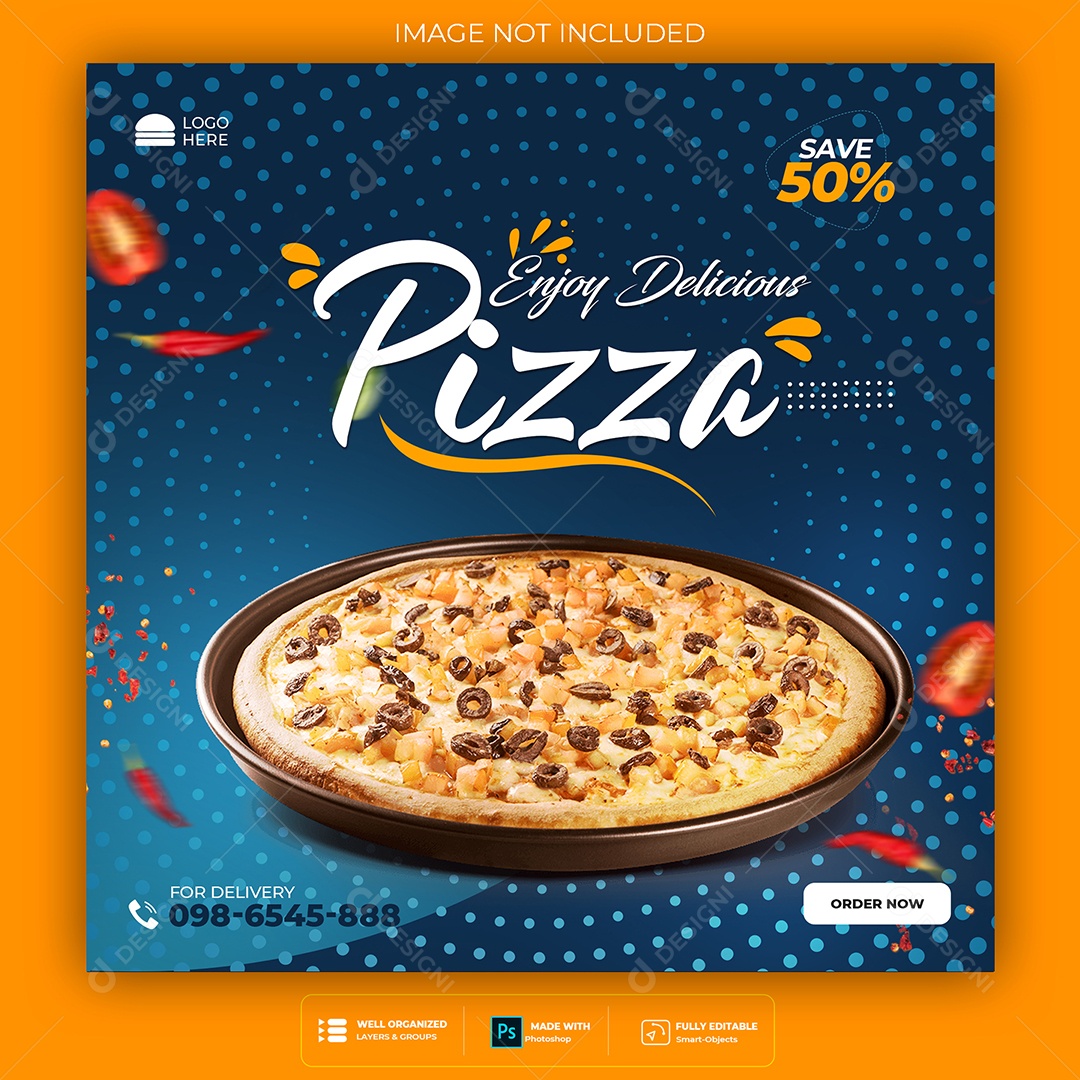 Feed Lanchonete Pizza Doce Chocolate Social Media PSD Editável