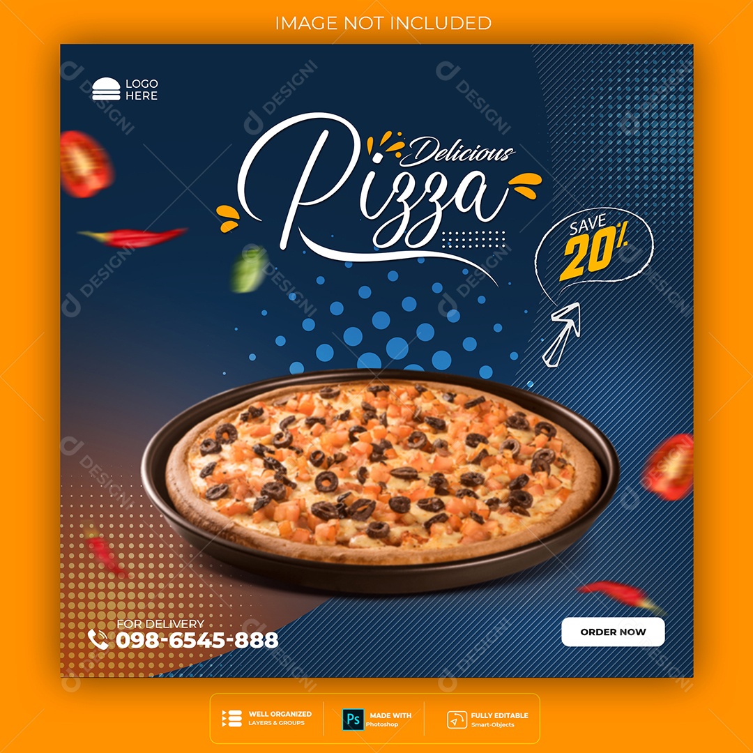 Feed Lanchonete Pizza Dece Social Media PSD Editável