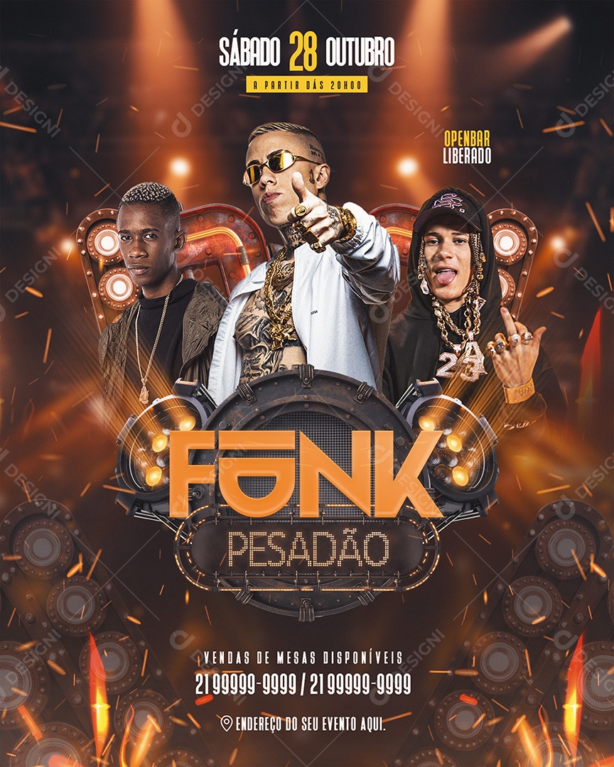 Flyer Funk Pesadão Social  Media PSD Editável