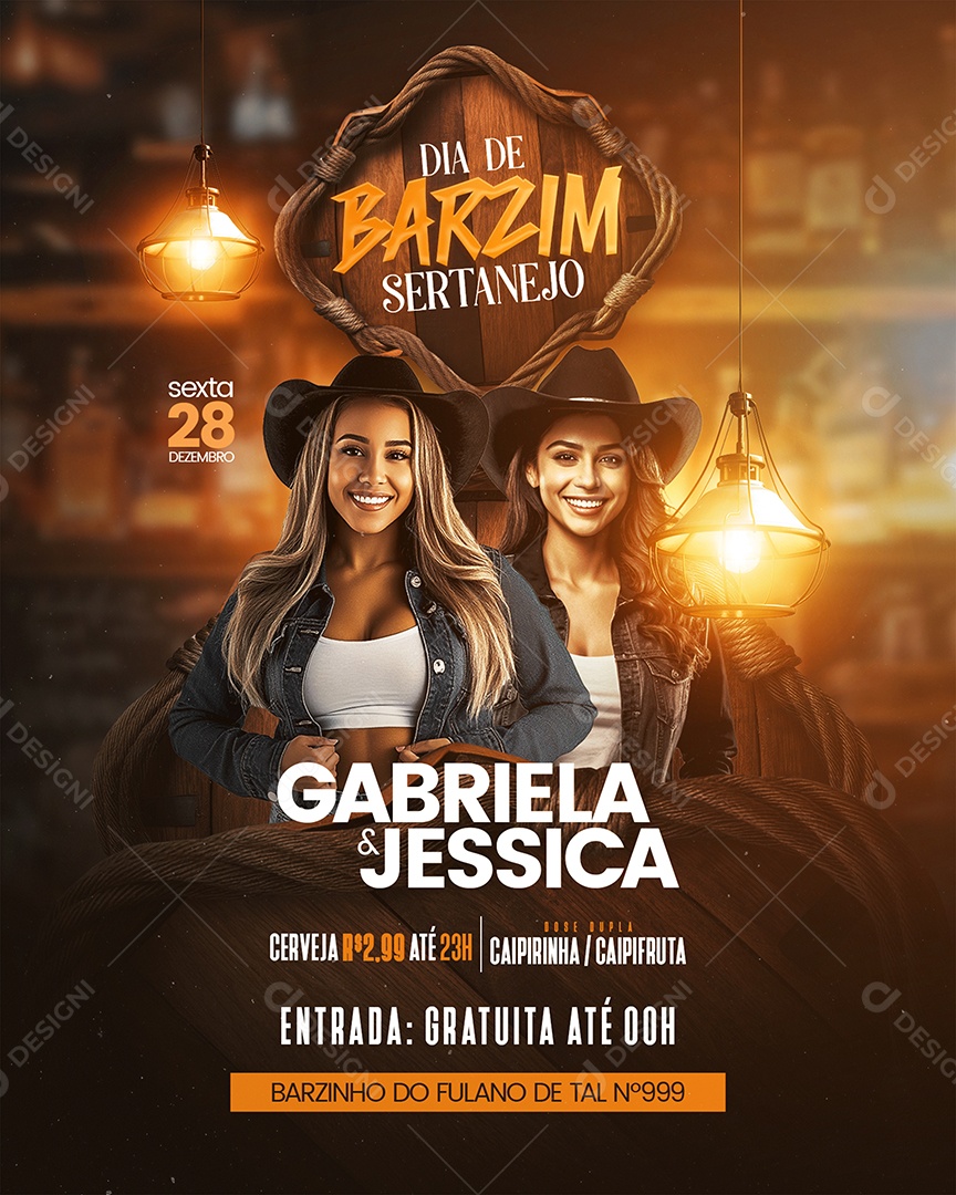 Flyer Dia De Barzin Sertanejo Social Media PSD Editável