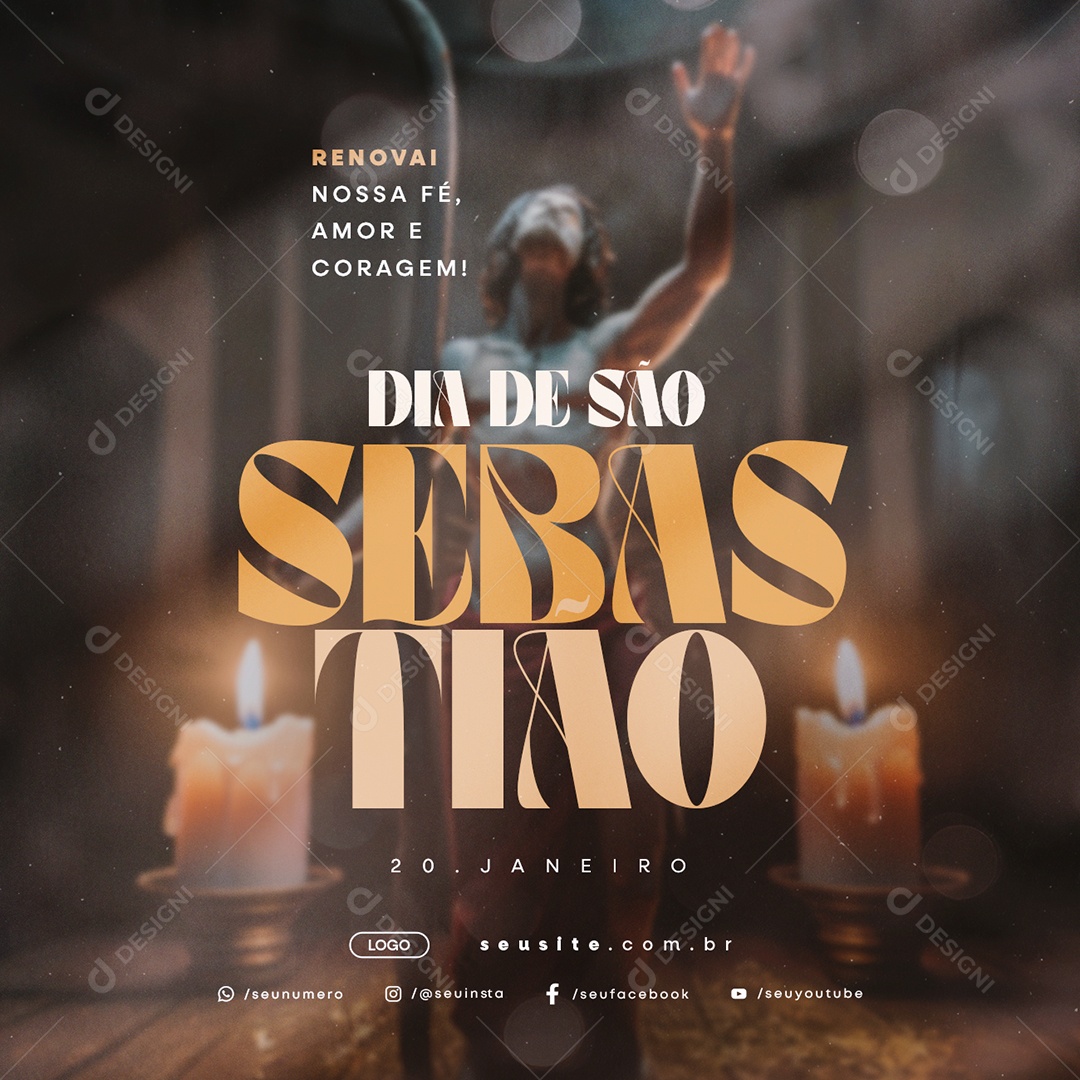 Dia de São Sebastião 20 de Janeiro Renova Nossa Fé Social Media PSD Editável