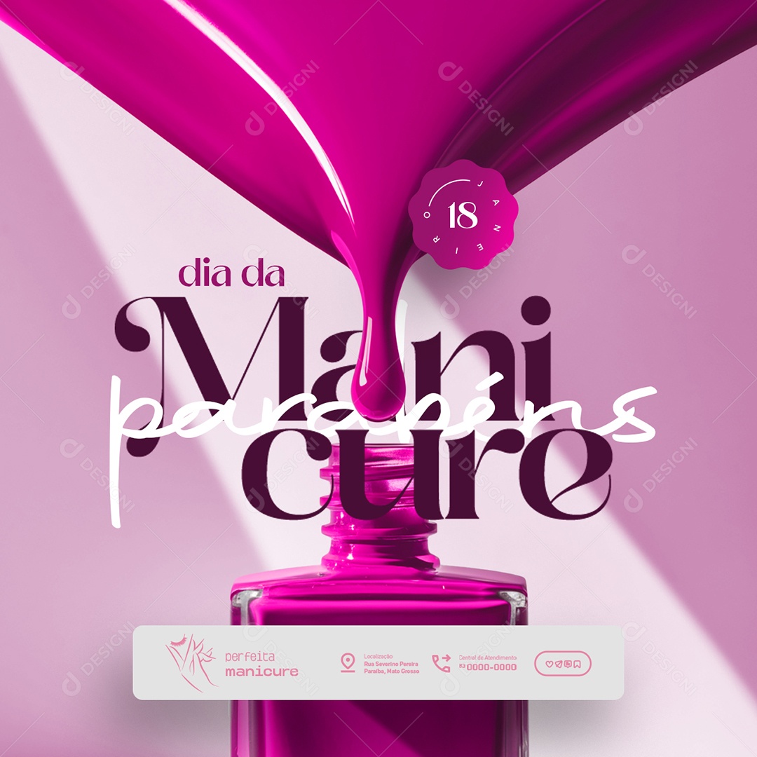 Dia da Manicure 18 de Janeiro Parabéns Social Media PSD Editável