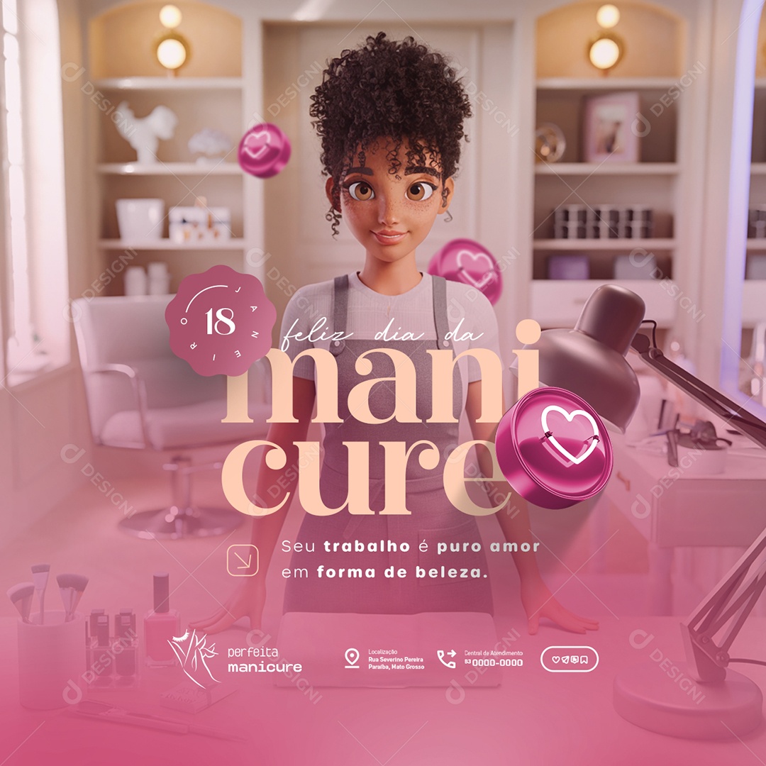 Feliz Dia da Manicure 18 de Janeiro Social Media PSD Editável