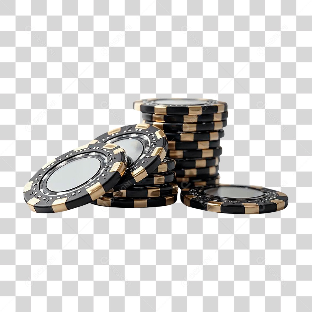 Ficha Preta de Cassino PNG Transparente