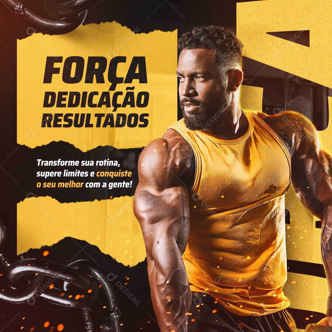 Feed Academia Força Dedicação Resultados Social Media PSD Editável