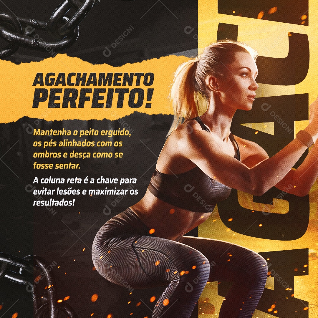 Feed Academia Agachamento Perfeito Social Media PSD Editável