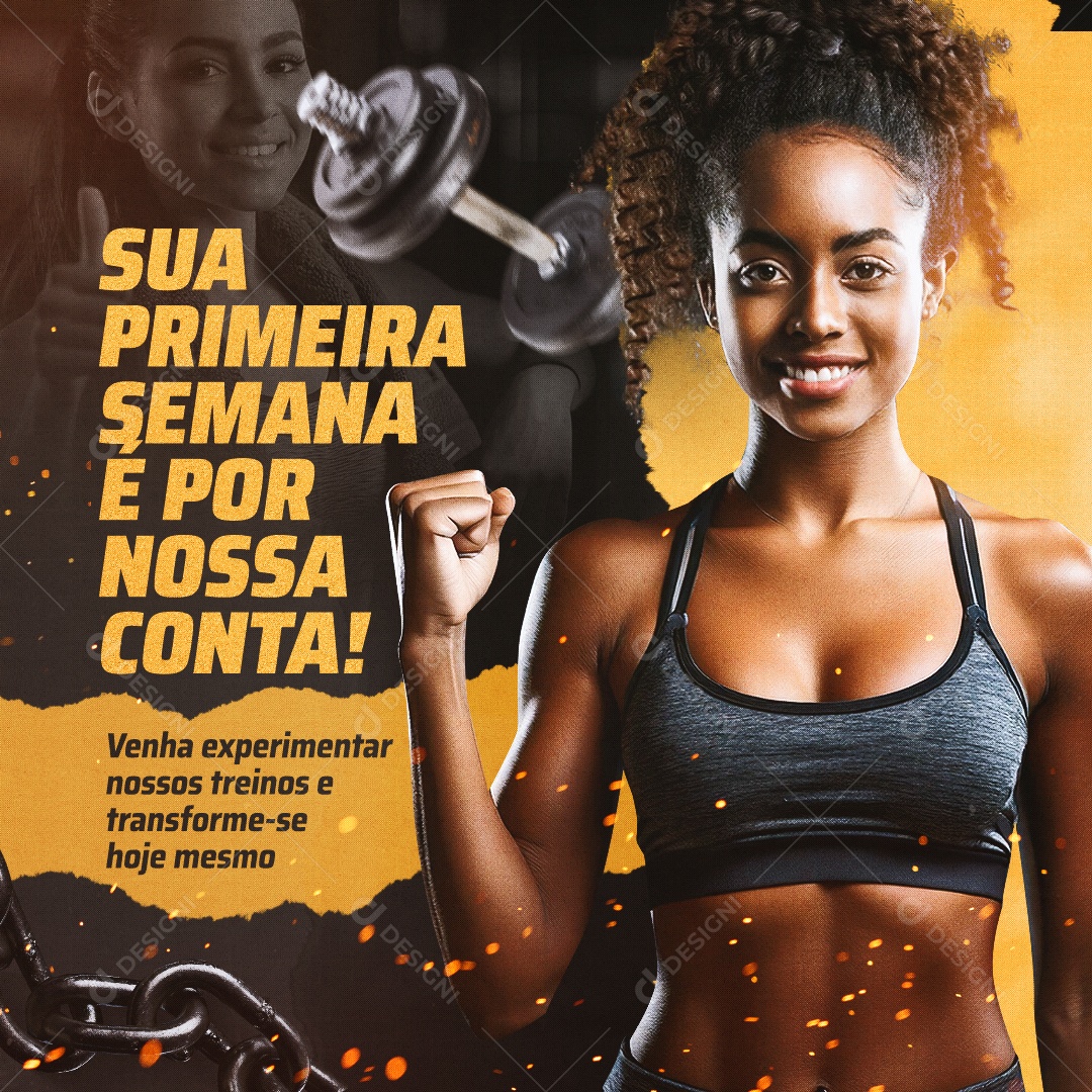 Feed Academia Por Nossa Conta Sua Primeira Semana Social Media PSD Editável