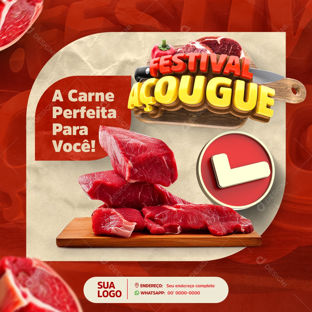 Feed Açougue Festival A Carne Perfeita Social Media PSD Editável