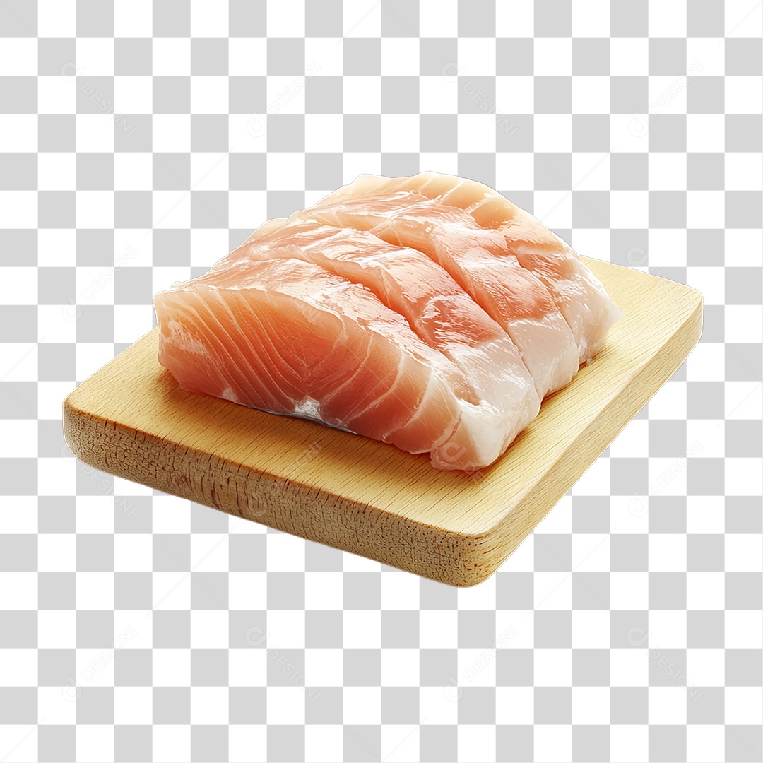 Corte de Peixes em Tábua de Madeira PNG Transparente