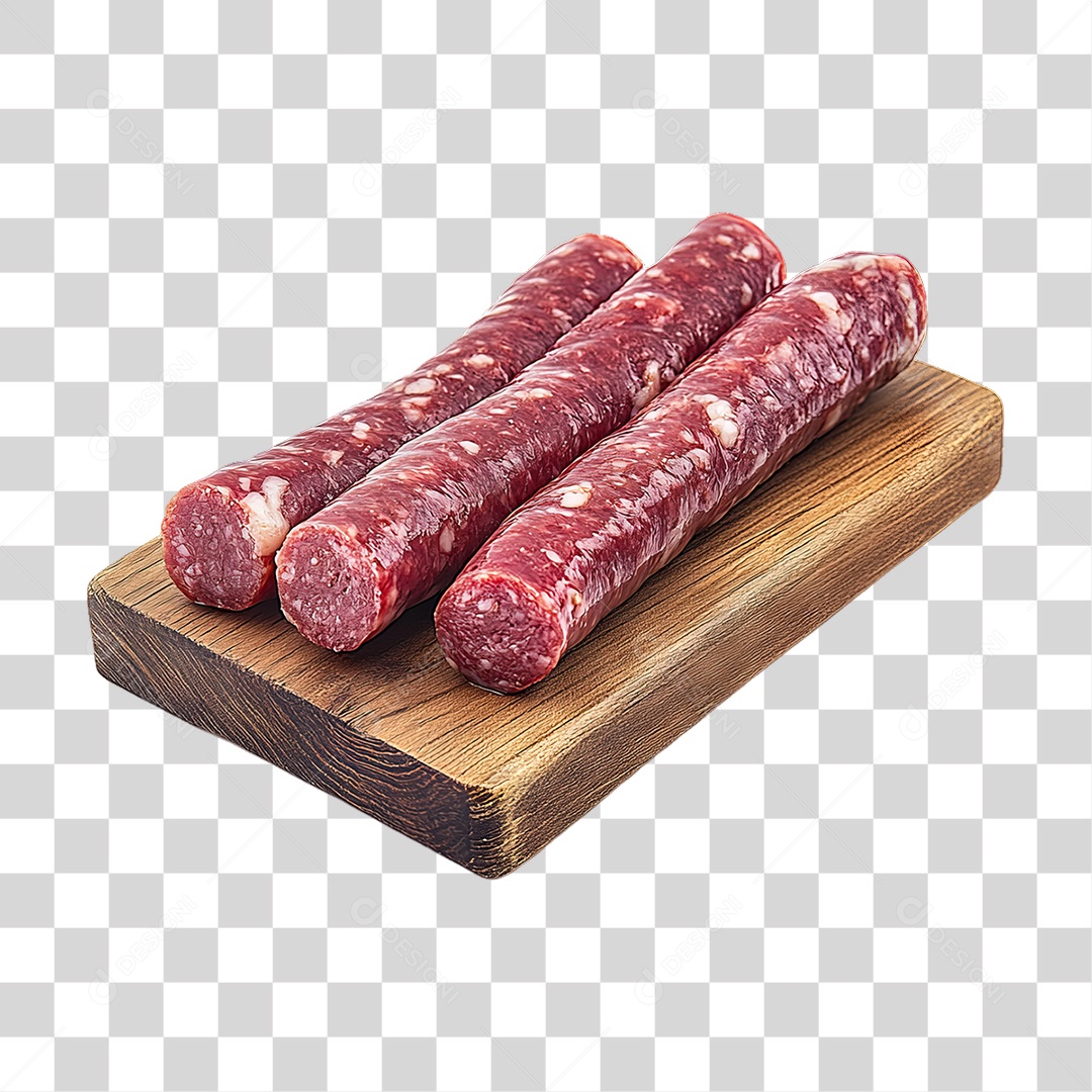 Linguiça em Tábua de Madeira PNG Transparente