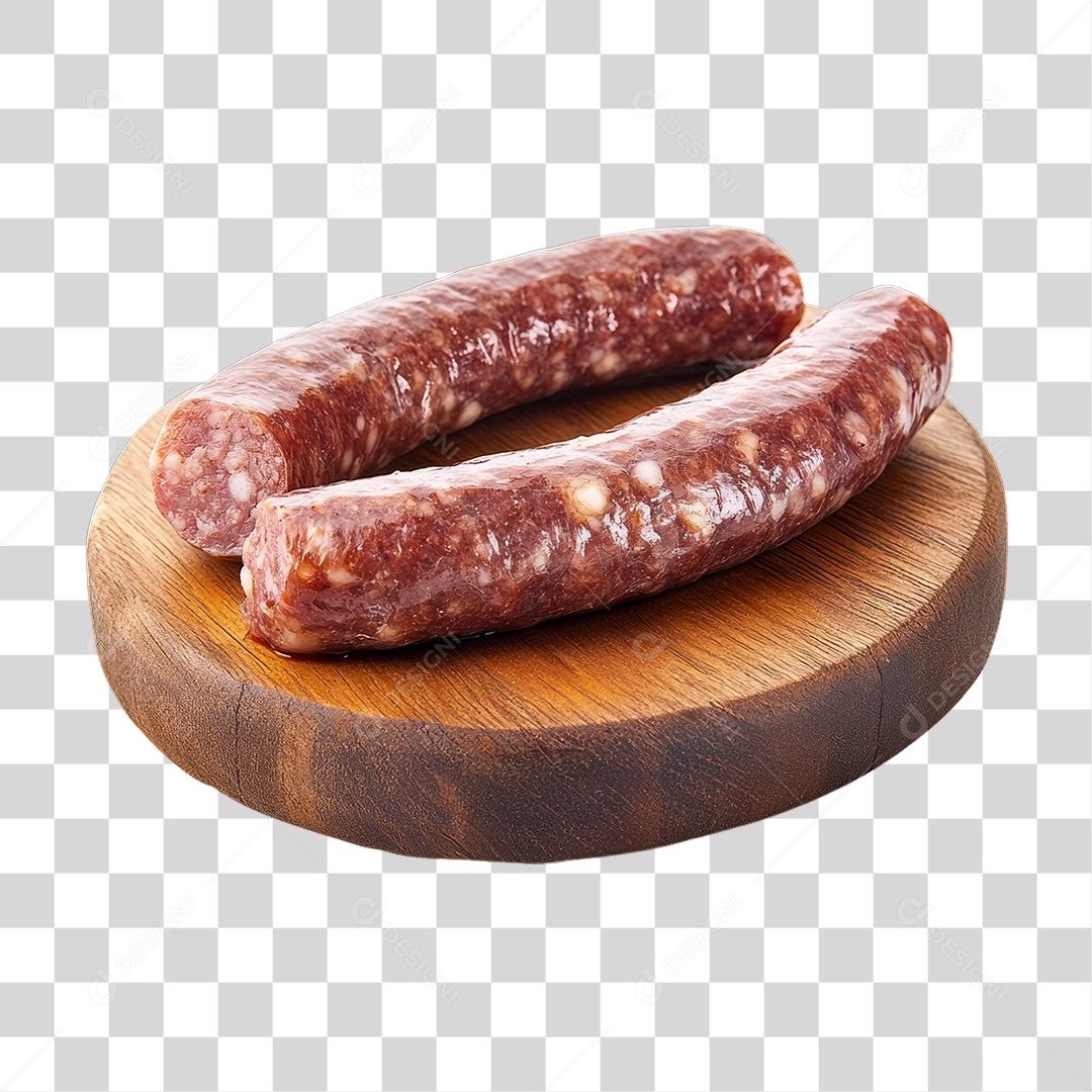 Linguiça em Tábua de Madeira PNG Transparente