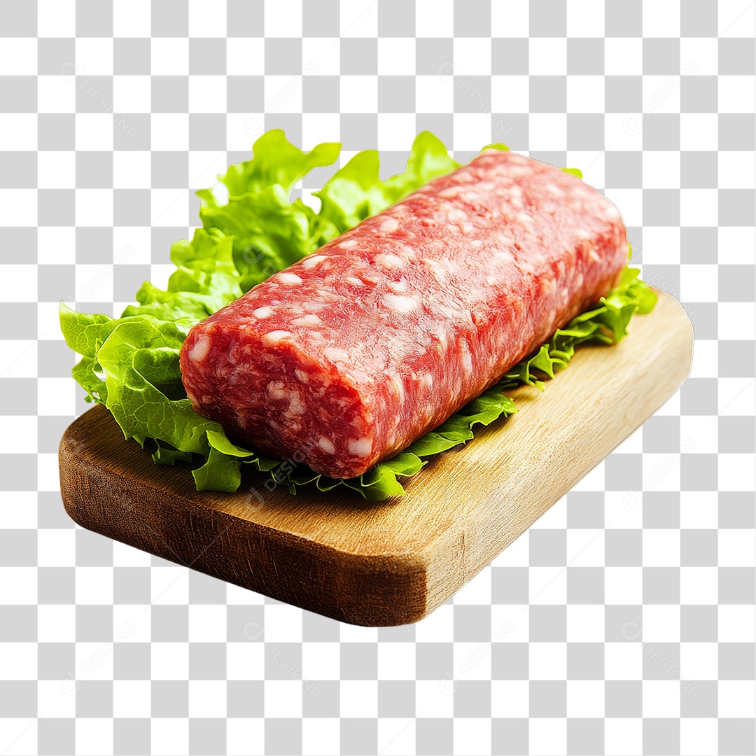 Linguiça em Tábua de Madeira PNG Transparente