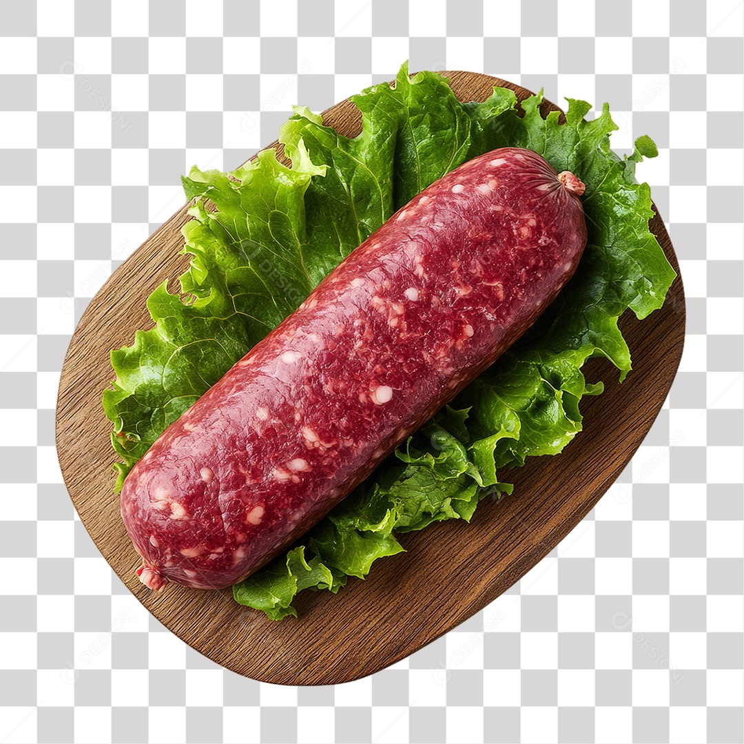 Linguiça em Tábua de Madeira PNG Transparente