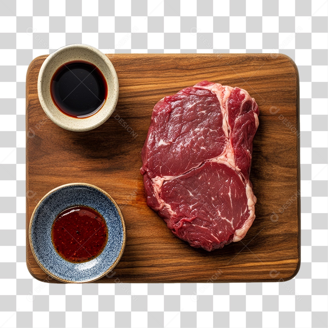 Cortes de Carne em Tábua de Madeira PNG Transparente