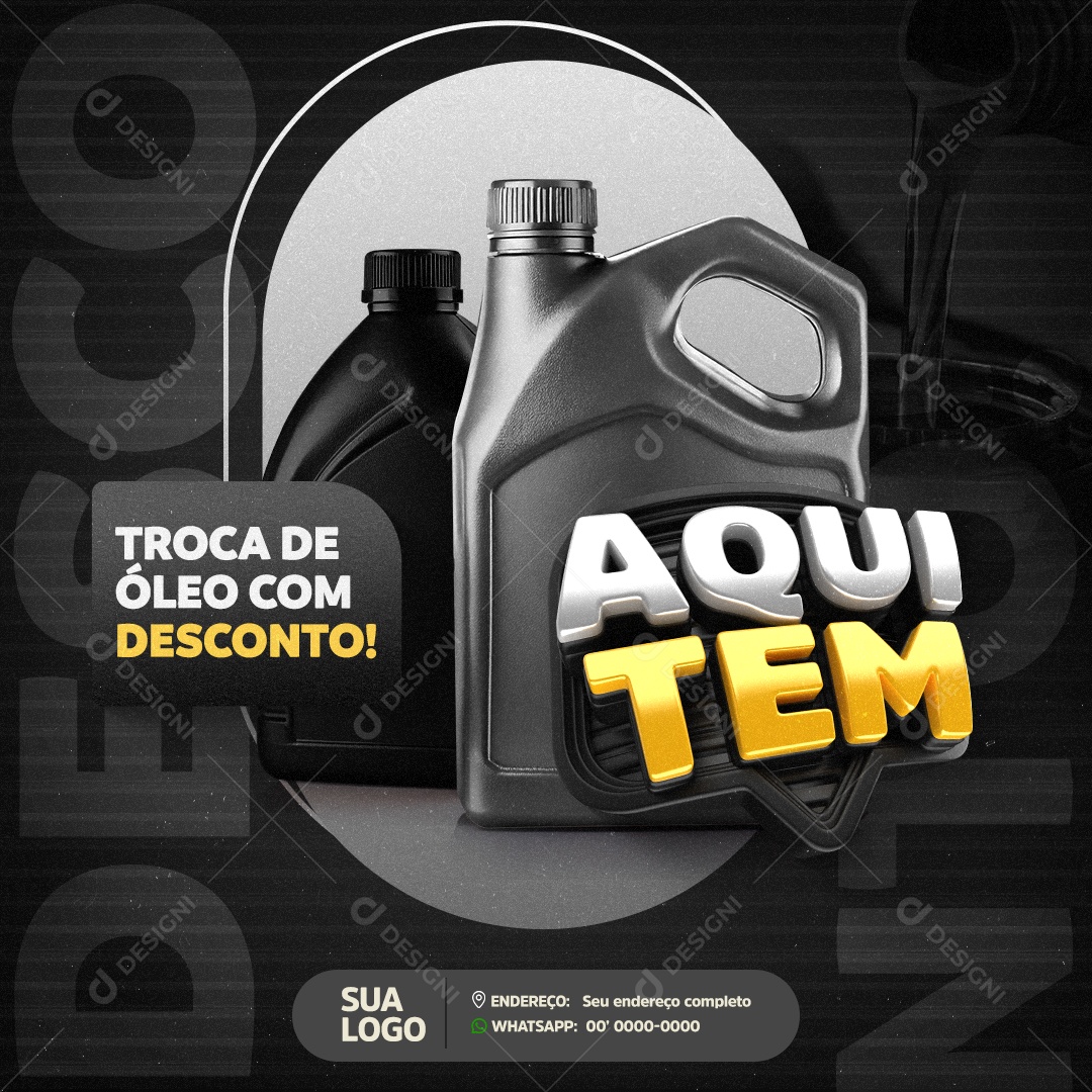 Feed Oficina Mecânica Aqui Tem Troca de Óleo Social Media PSD Editável