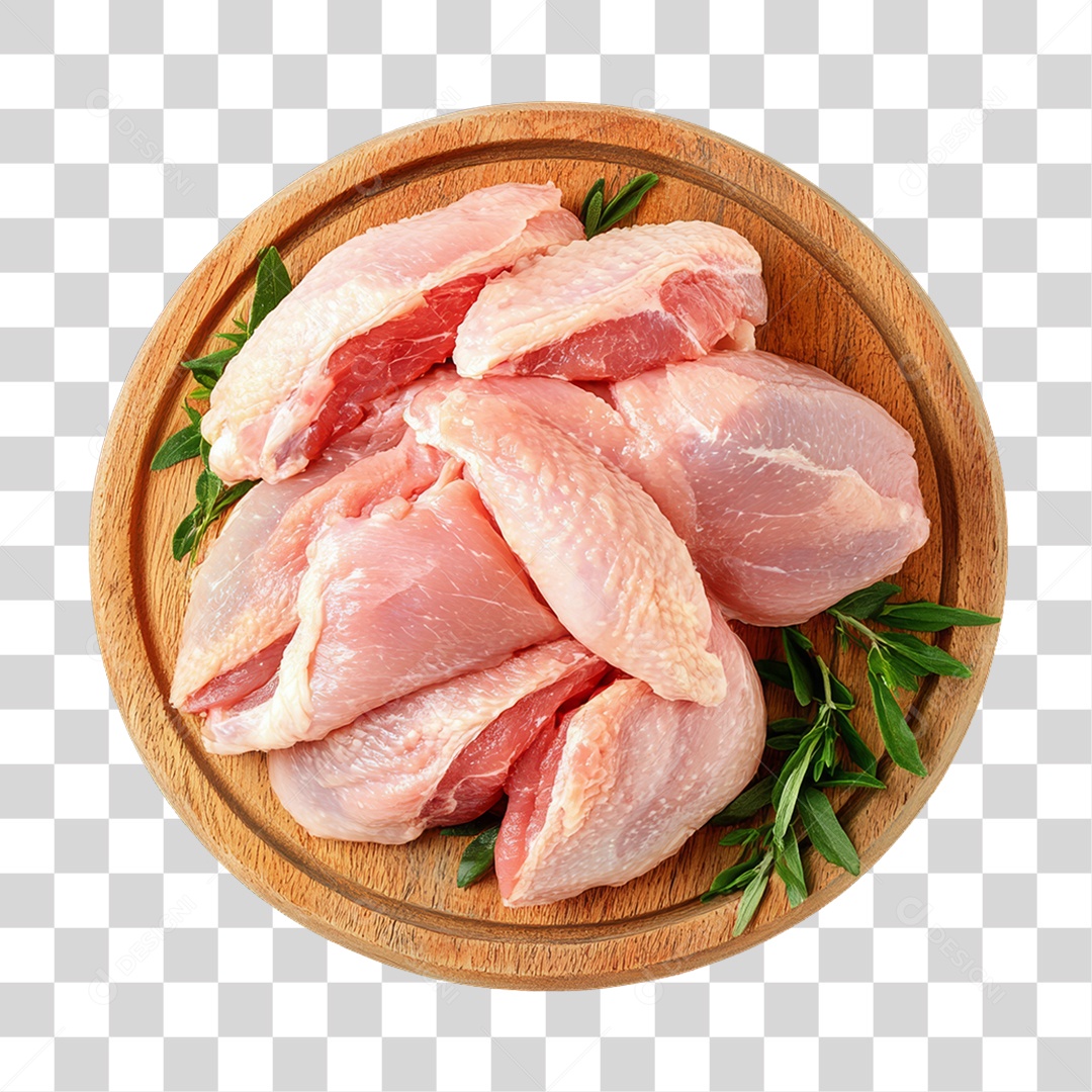 Cortes de Frango em Tábua de Madeira PNG Transparente