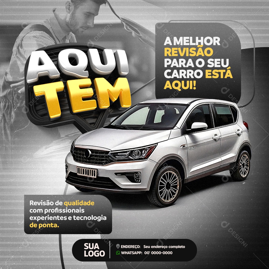 Feed Oficina Mecânica Aqui Tem a Melhor Revisão Social Media PSD Editável