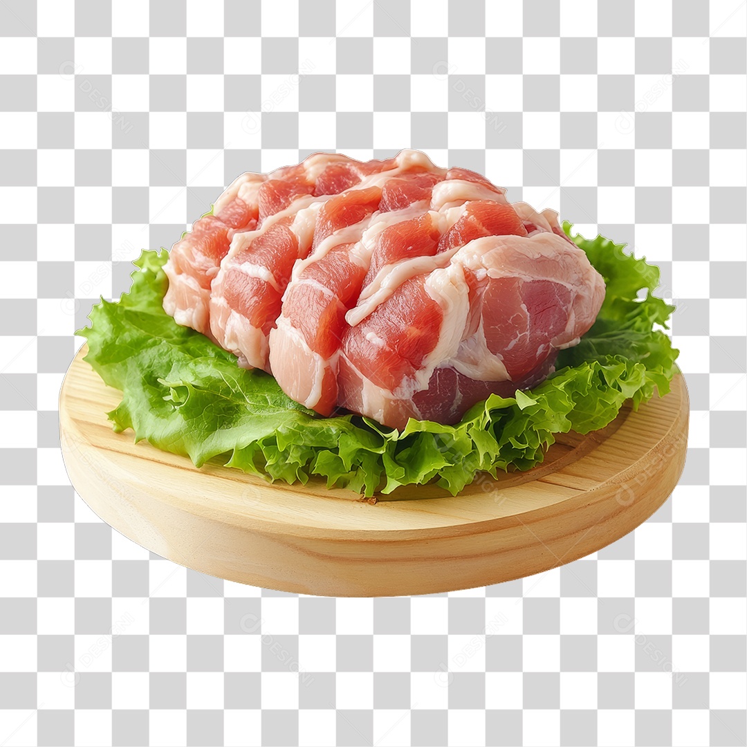 Cortes de Frango em Tábua de Madeira PNG Transparente