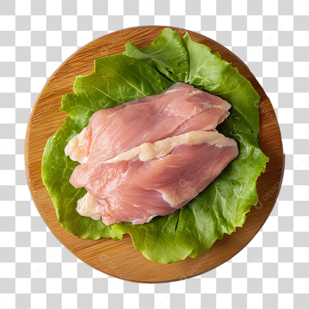 Cortes de Frango em Tábua de Madeira PNG Transparente