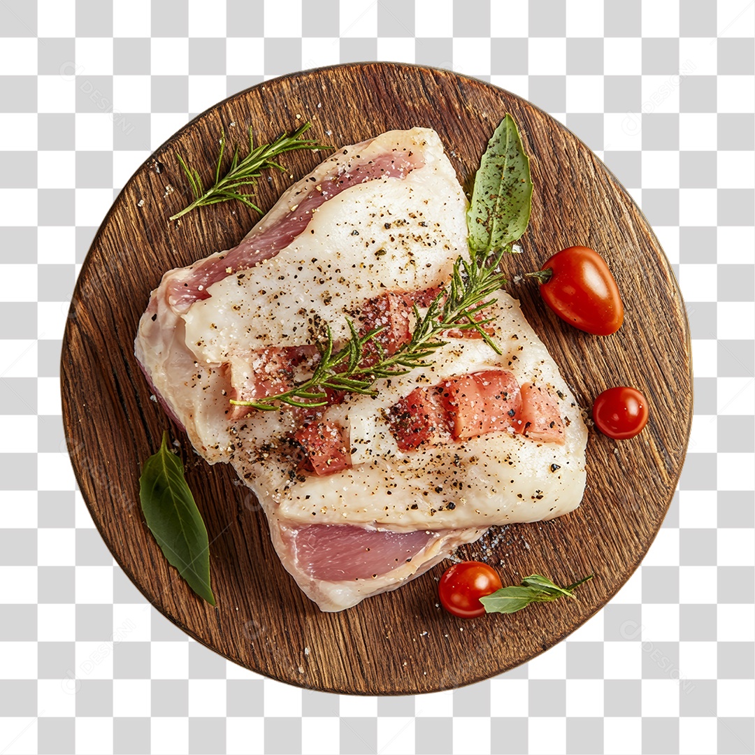 Corte de Carne em Tábua de Madeira PNG Transparente