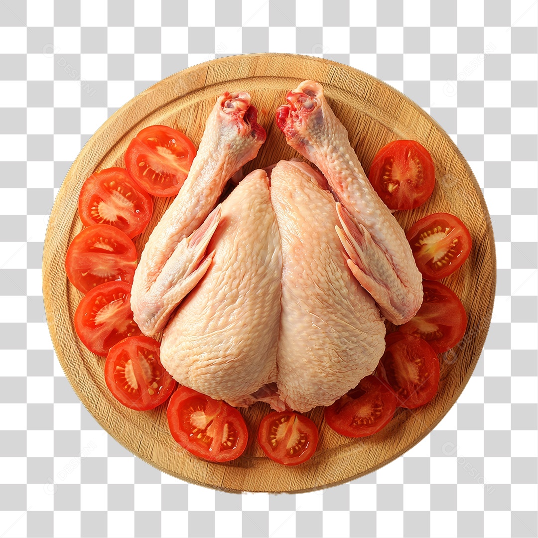 Frango em Tábua de Madeira PNG Transparente