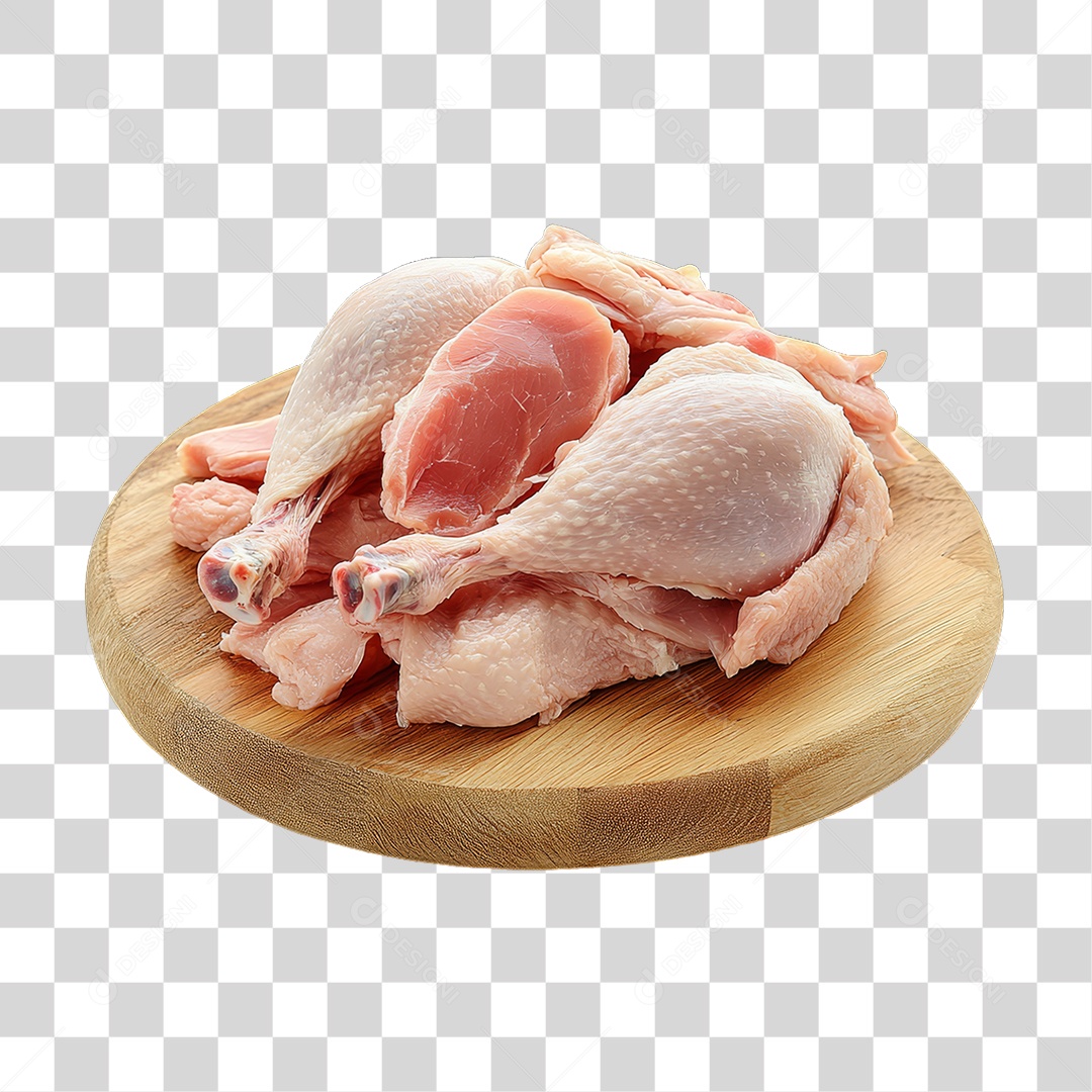 Cortes de Frango em Tábua de Madeira PNG Transparente