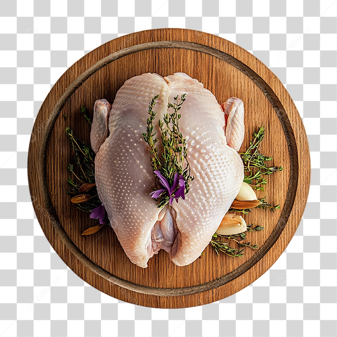 Frango em Tábua de Madeira PNG Transparente
