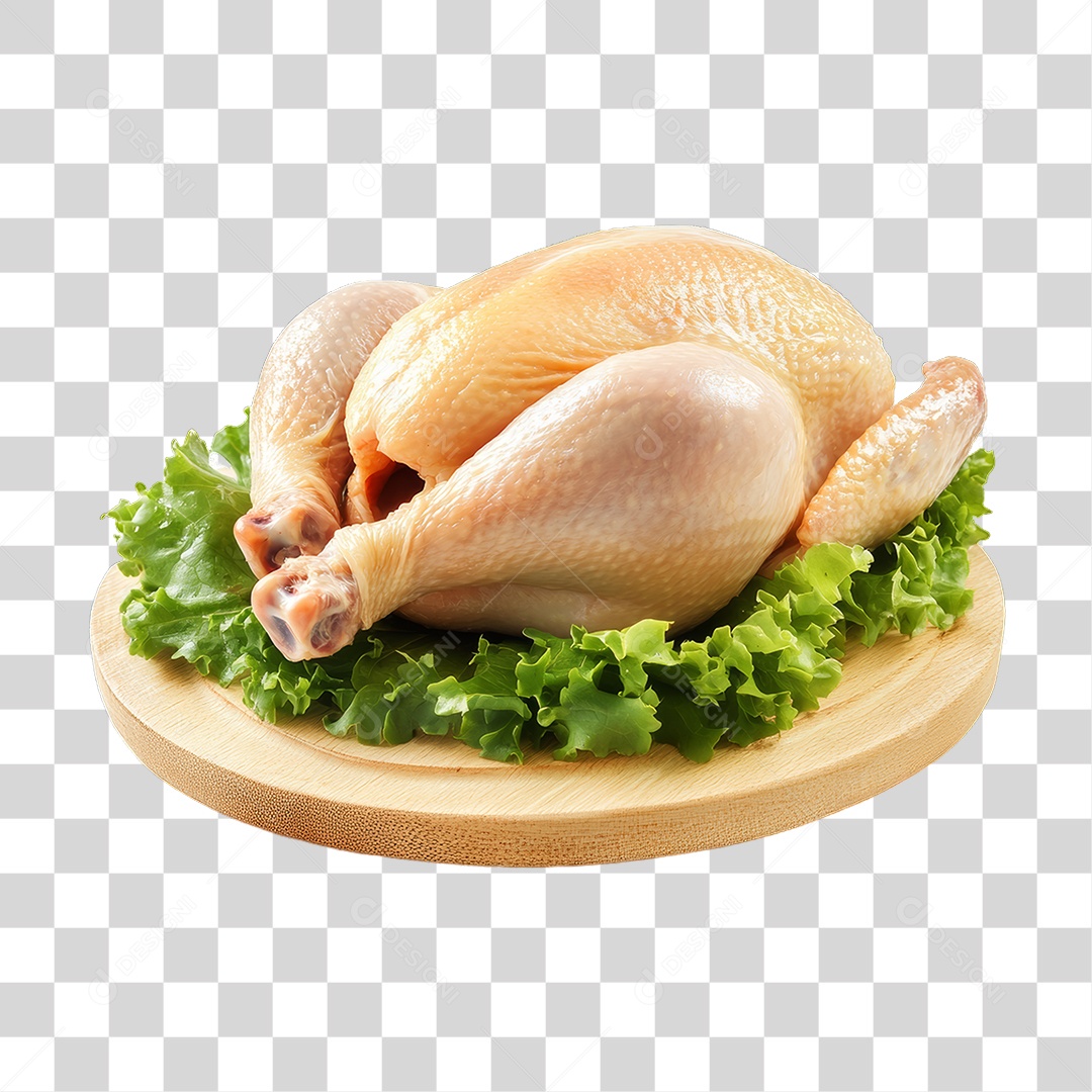 Frango em Tábua de Madeira PNG Transparente