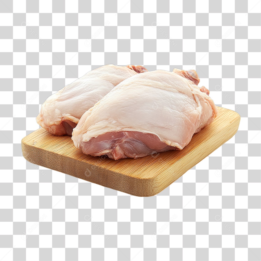Cortes de Frango em Tábua de Madeira PNG Transparente
