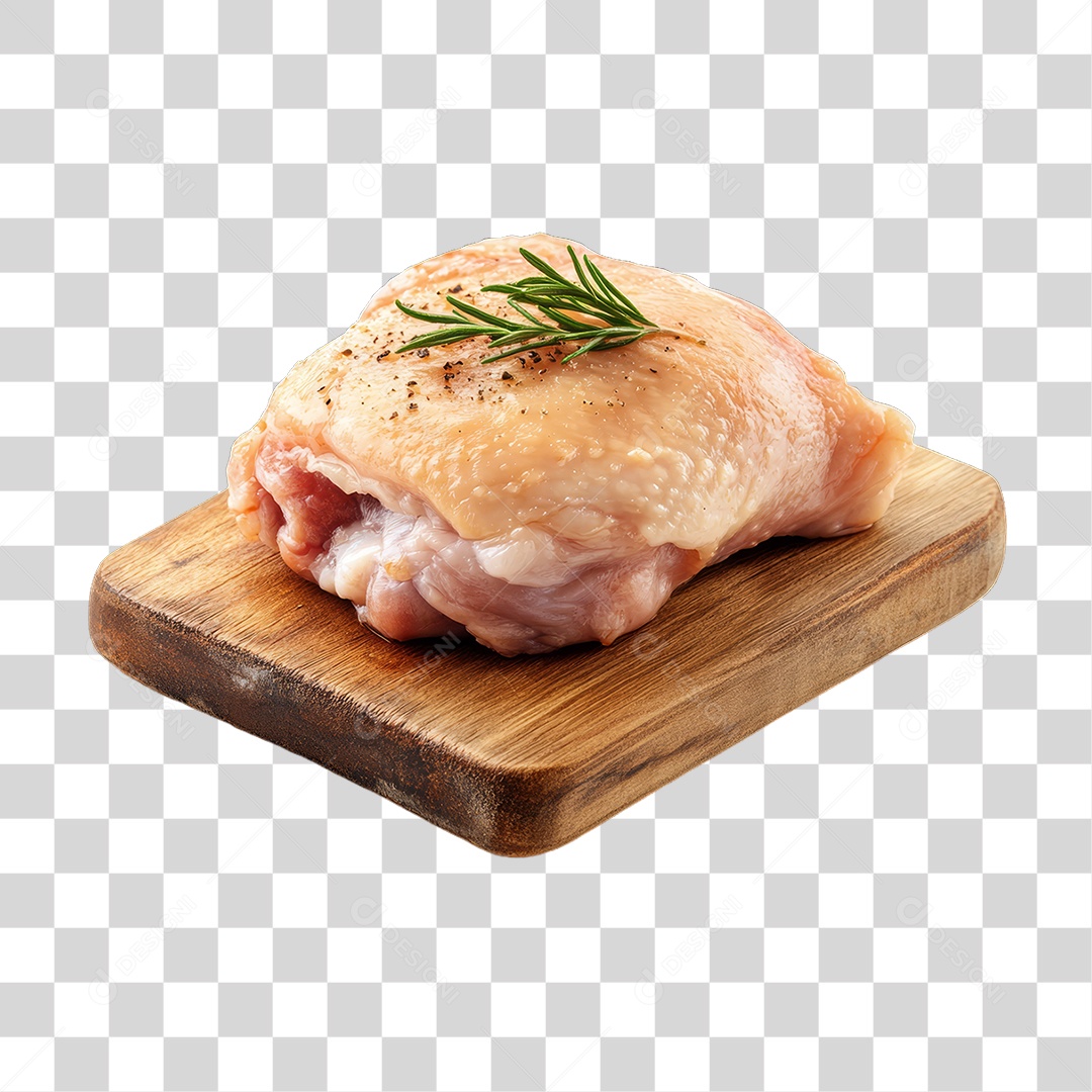 Cortes de Frango em Tábua de Madeira PNG Transparente