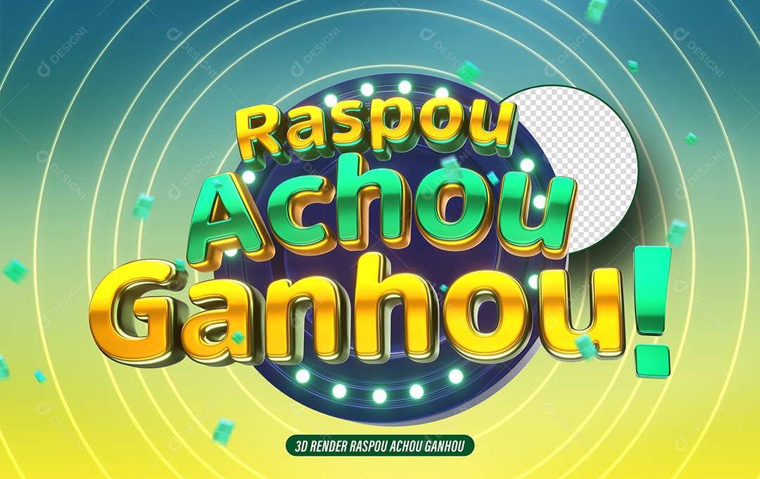 Selo 3D Raspou Achou Ganhou Para Composição PSD