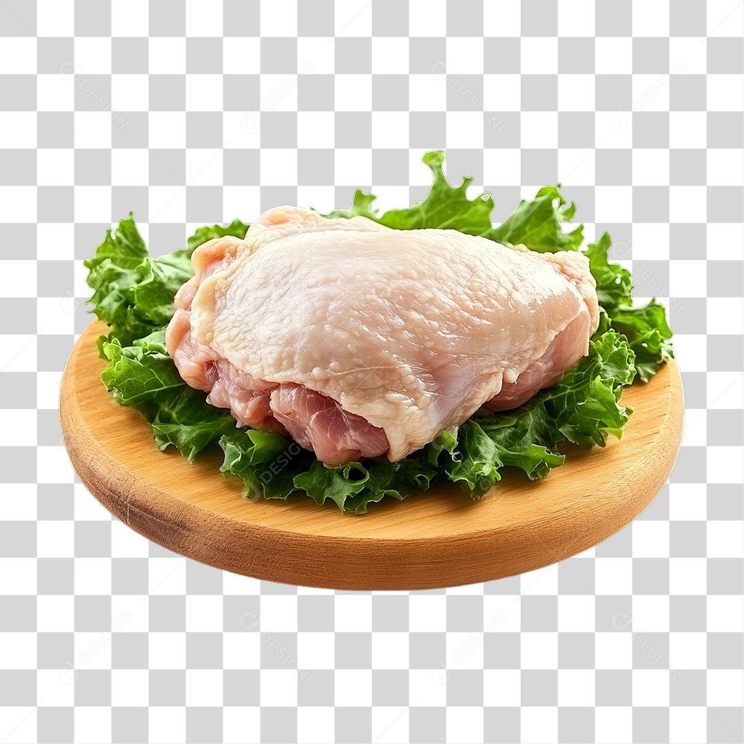 Cortes de Frango em Tábua de Madeira PNG Transparente
