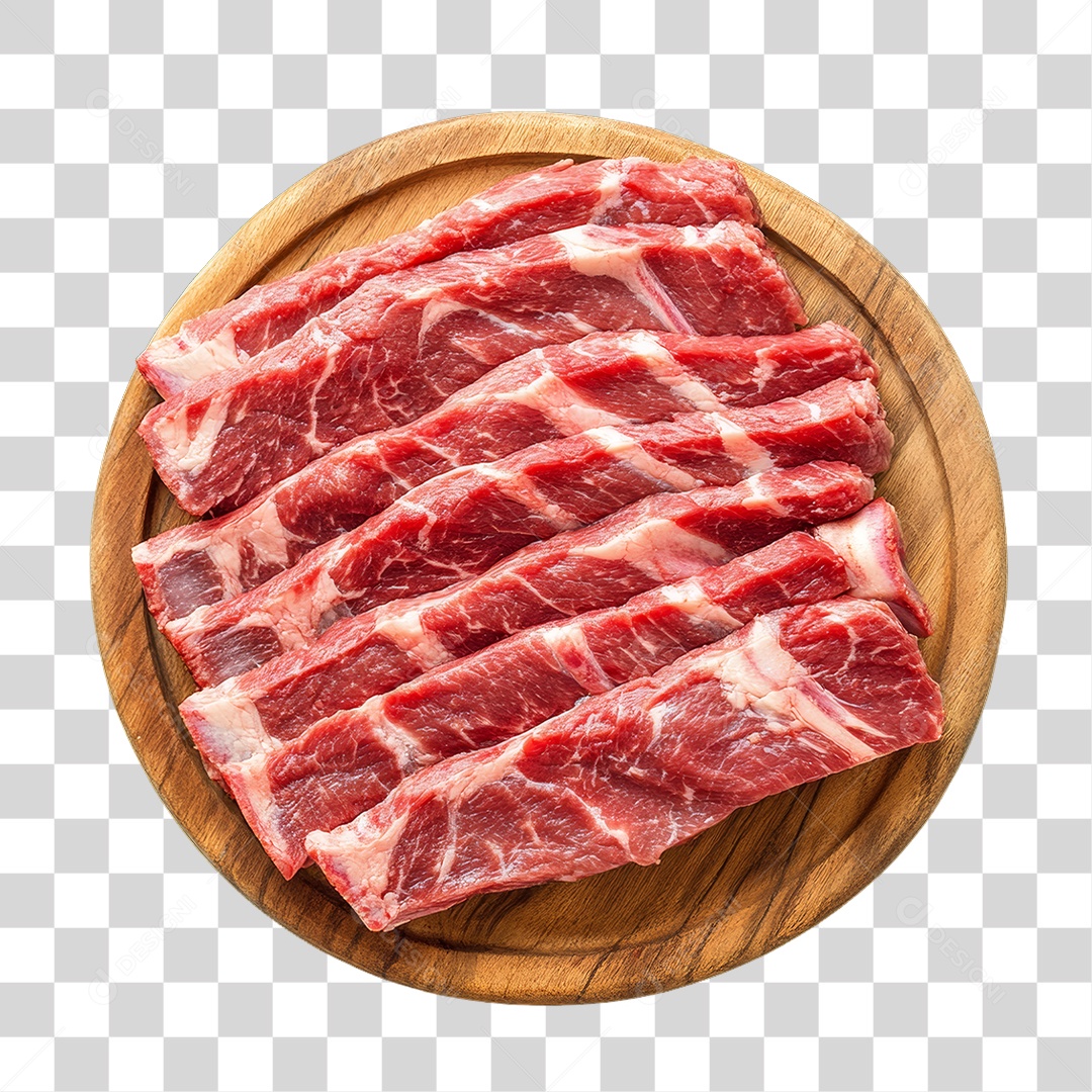 Cortes de Carne em Tábua de Madeira PNG Transparente
