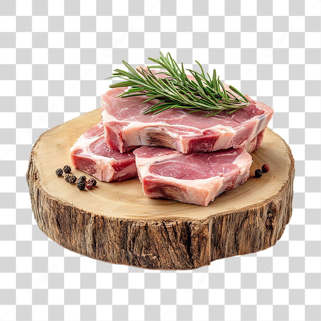 Cortes de Carne em Tábua de Madeira PNG Transparente