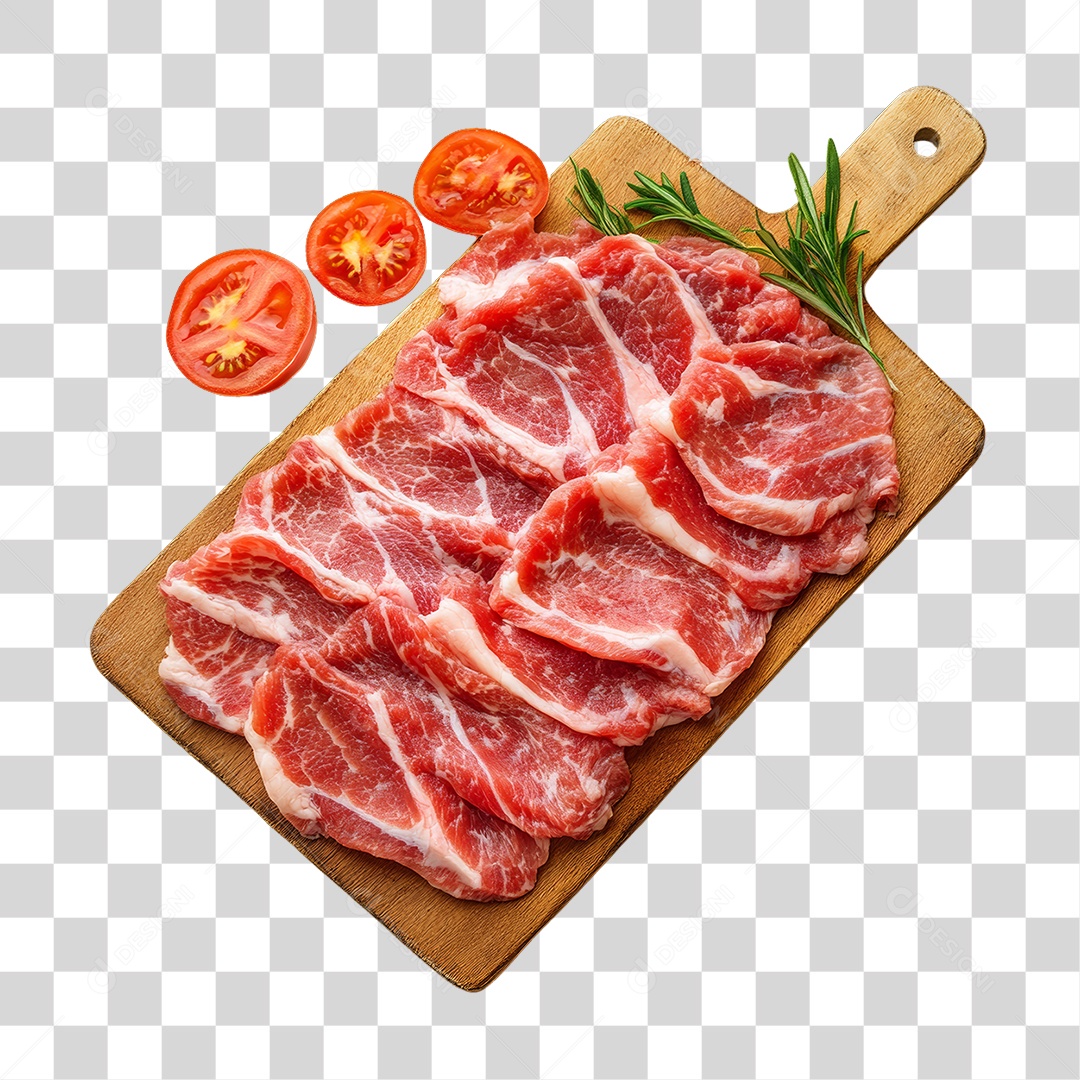 Cortes de Carne em Tábua de Madeira PNG Transparente