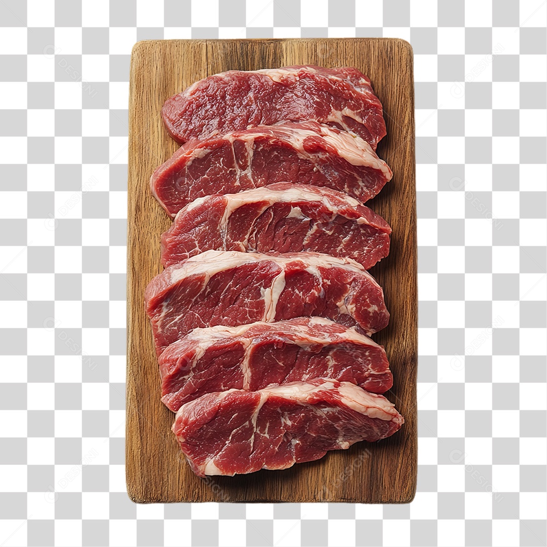 Cortes de Carne em Tábua de Madeira PNG Transparente