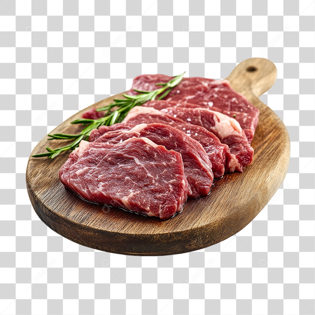 Cortes de Carne em Tábua de Madeira PNG Transparente